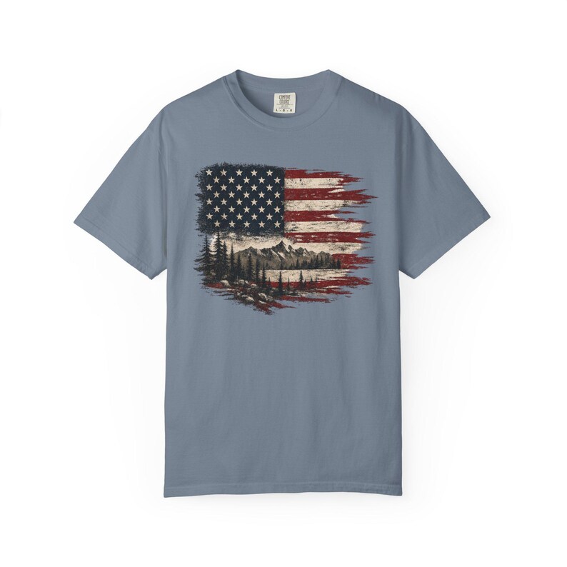 T-shirt met Amerikaanse vlag | T-shirt met bergmotief afbeelding 17