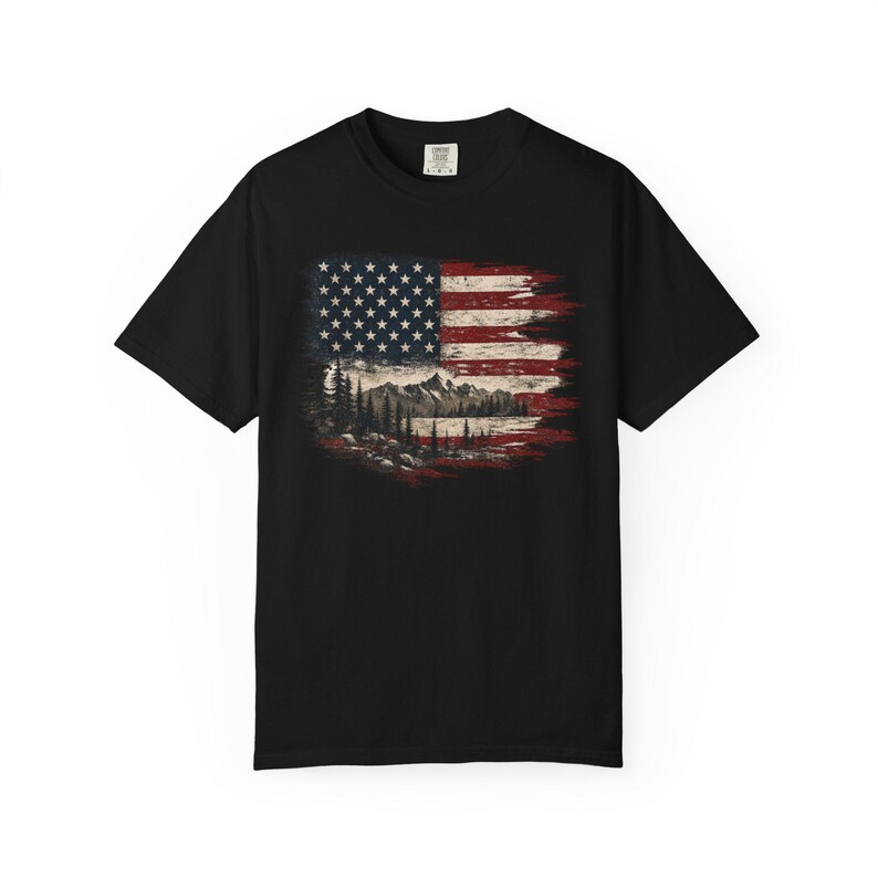 T-shirt met Amerikaanse vlag | T-shirt met bergmotief afbeelding 14