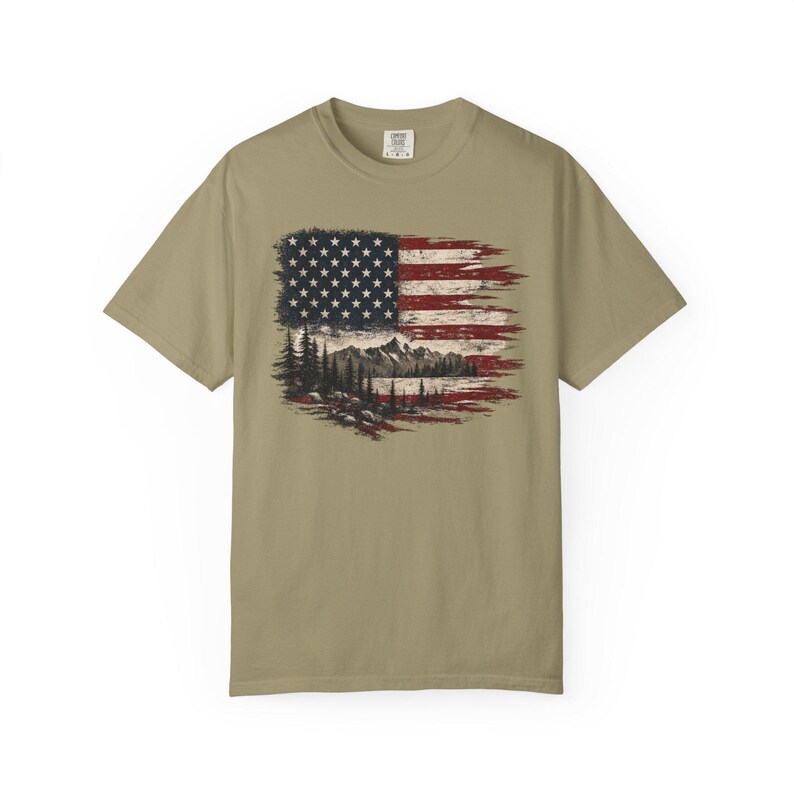 T-shirt met Amerikaanse vlag | T-shirt met bergmotief afbeelding 13