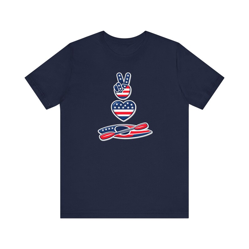 Camiseta de kayak con la bandera estadounidense / Camiseta para flotar en arroyos / Camiseta para la vida en el lago / Conjunto para flotar en el río / Camiseta patriótica de verano / Regalo de kayak para hombres y mujeres imagen 12