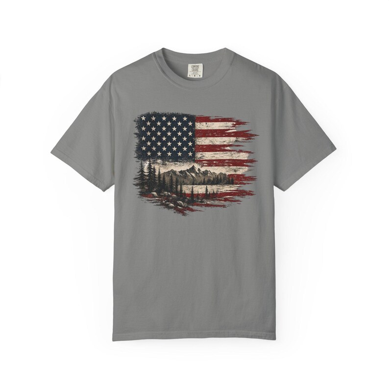 T-shirt met Amerikaanse vlag | T-shirt met bergmotief afbeelding 8