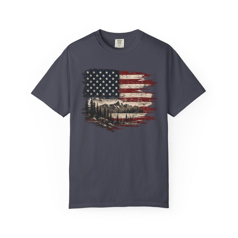 T-shirt met Amerikaanse vlag | T-shirt met bergmotief afbeelding 11