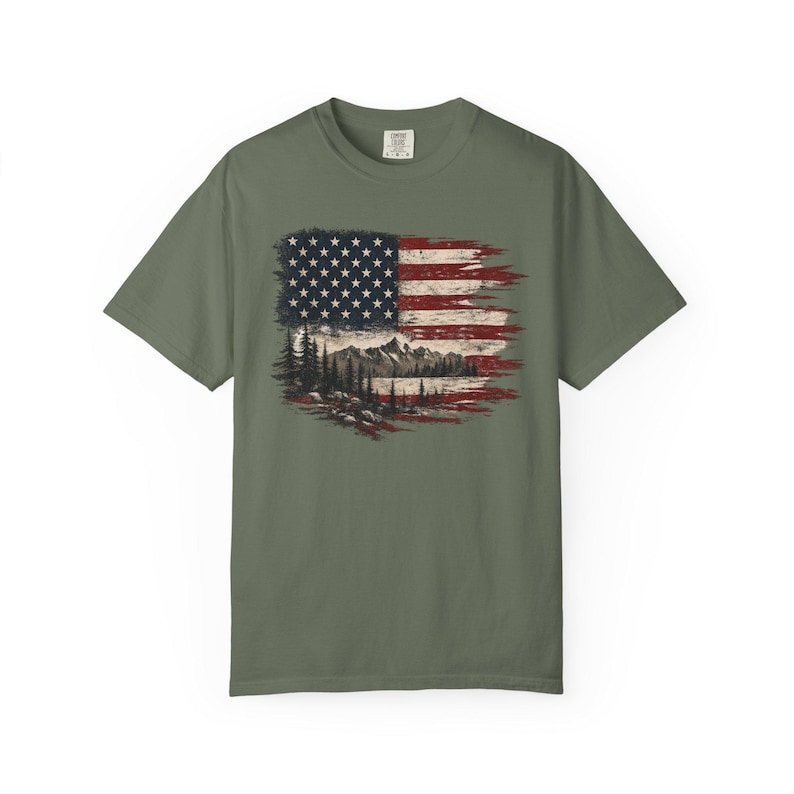 T-shirt met Amerikaanse vlag | T-shirt met bergmotief afbeelding 10