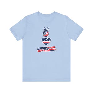 Camiseta de kayak con la bandera estadounidense / Camiseta para flotar en arroyos / Camiseta para la vida en el lago / Conjunto para flotar en el río / Camiseta patriótica de verano / Regalo de kayak para hombres y mujeres imagen 9