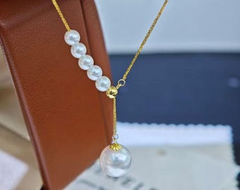 18Kゴールドチェーンの本物のアコヤ真珠ネックレス(18インチ 18Kゴールドチェーンの本物のアコヤ真珠ネックレス(18インチ