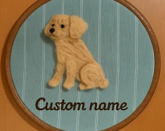 Custom Needle Felted Pet Portrait Embroidery Hoop Door Decor: Personalized Dog Memorial Gift