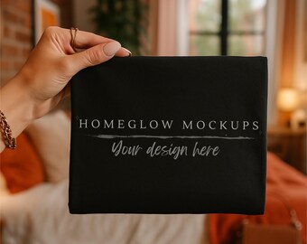 Black Comfort Color 1717 Hand Held T-shirt Mockup JPEG