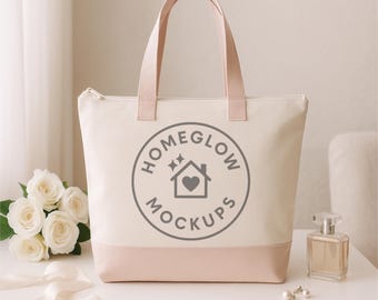 Rosa Q-Tees Q1300 Canvas Tragetasche Mockup JPEG