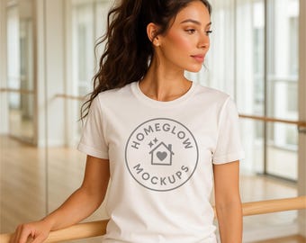White Bella Canvas 3001 Tshirt Fitness Mockup JPEG