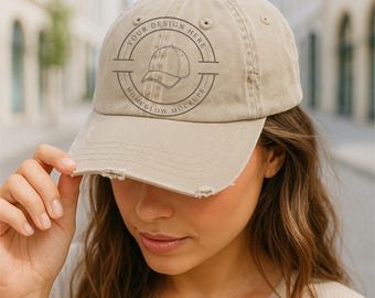 Stone Distressed Cap Mockup District DT600 JPEG