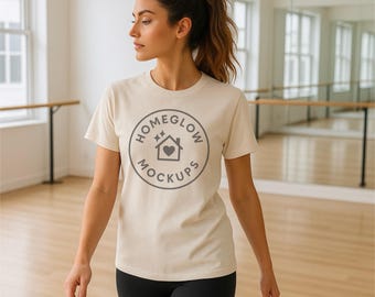 Natural Bella Canvas 3001 Tshirt Fitness Mockup JPEG