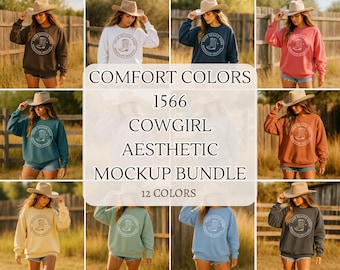 Comfort Colors 1566 Cowgirl Aesthetic Sweatshirt Mockup Bundle JPEG
