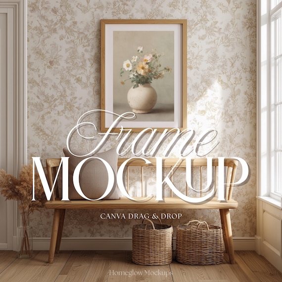 English Cottage Entryway Vertical Frame Mockup | Canva Template
