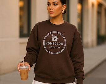 Mockup JPEG di cioccolato fondente Gildan 18000