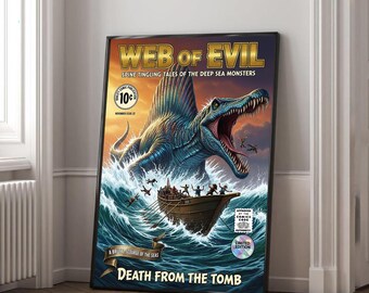 Spinosaurus Comic Art Print – Christmas gift wall decor