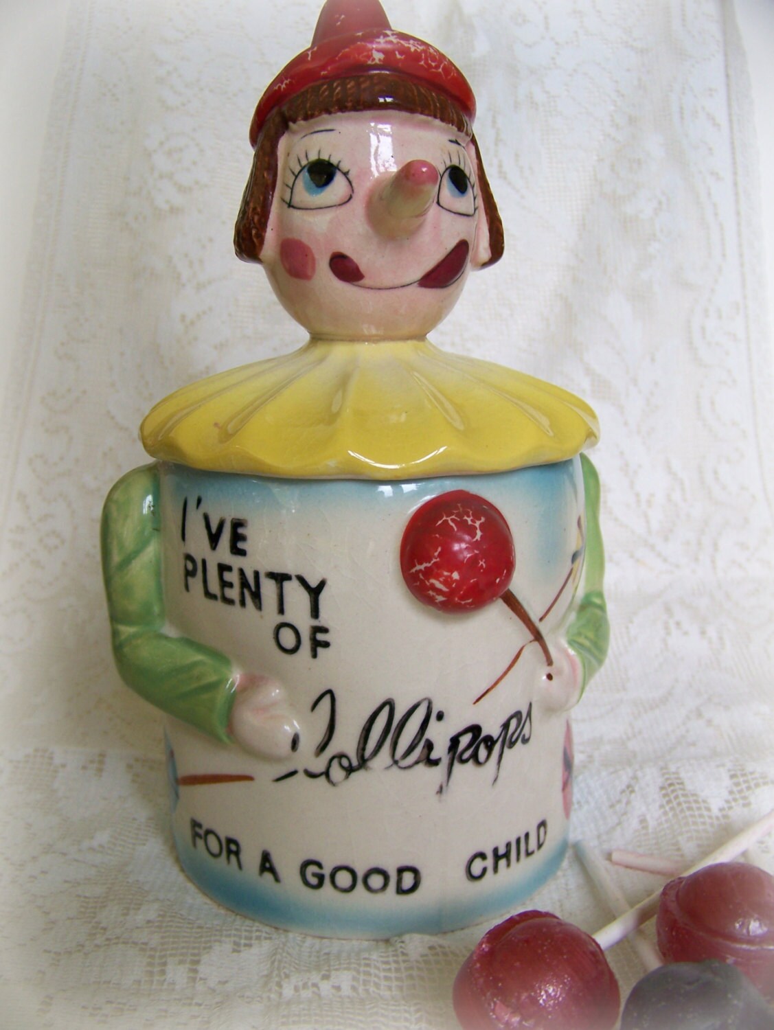 Vintage Clown Lollipop Jar Vintage Lollipop Canister Vintage Etsy