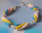 Marshmallow Bracelet ( cute jewelry food bracelet miniature food candy bracelet gift for girl polymer clay jewelry colorful bracelet silver)