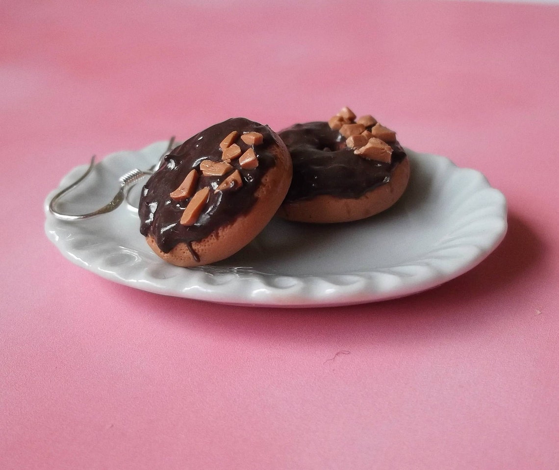 Mini Doughnut Earrings Funky Jewelry Polymer Clay Chocolate Etsy