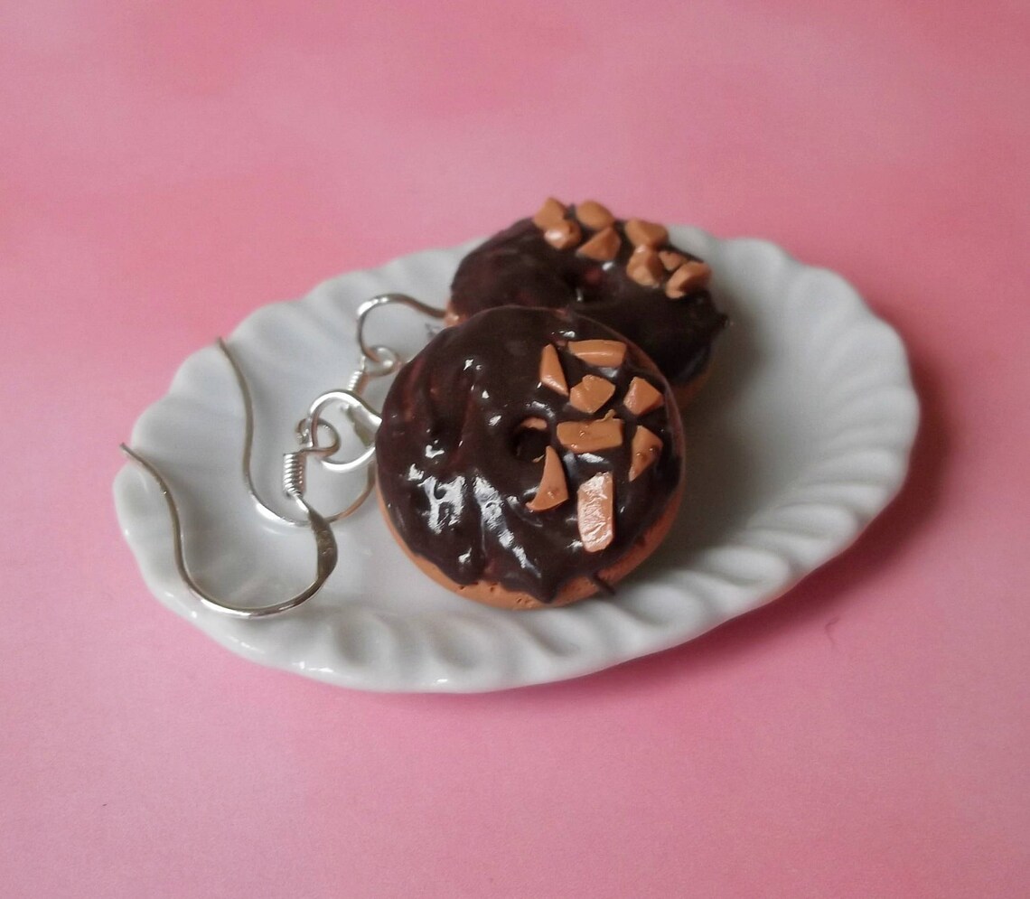 Mini Doughnut Earrings Funky Jewelry Polymer Clay Chocolate Etsy