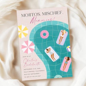Bachelorette Pool Party Animated GIF Invitation | Hot Pink Digital Invite