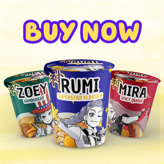 Kpop Demon Hunters, Cup Noodle Labels Ramyeon, Huntrix Ramen