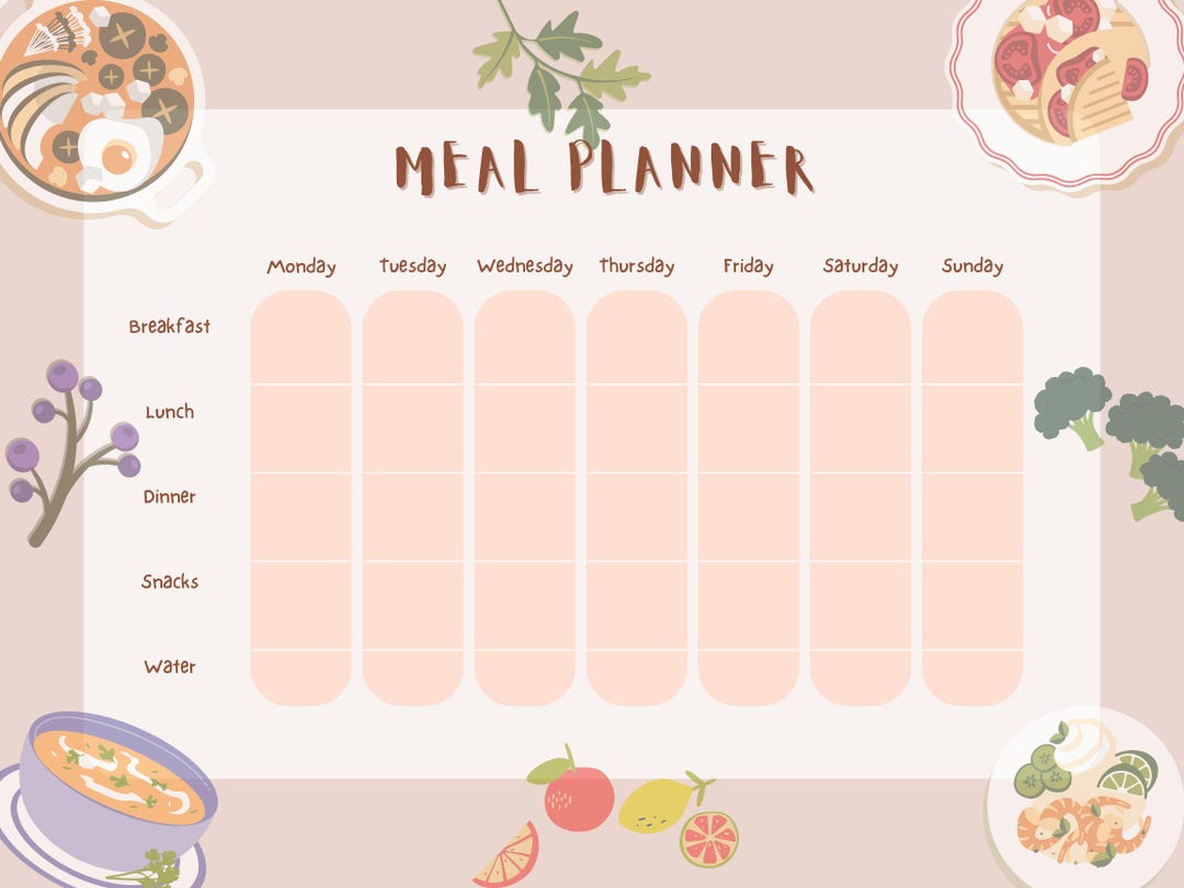 Cute Weekly Meal Planner | Printable Meal Plan Template | Food Tracker ...
