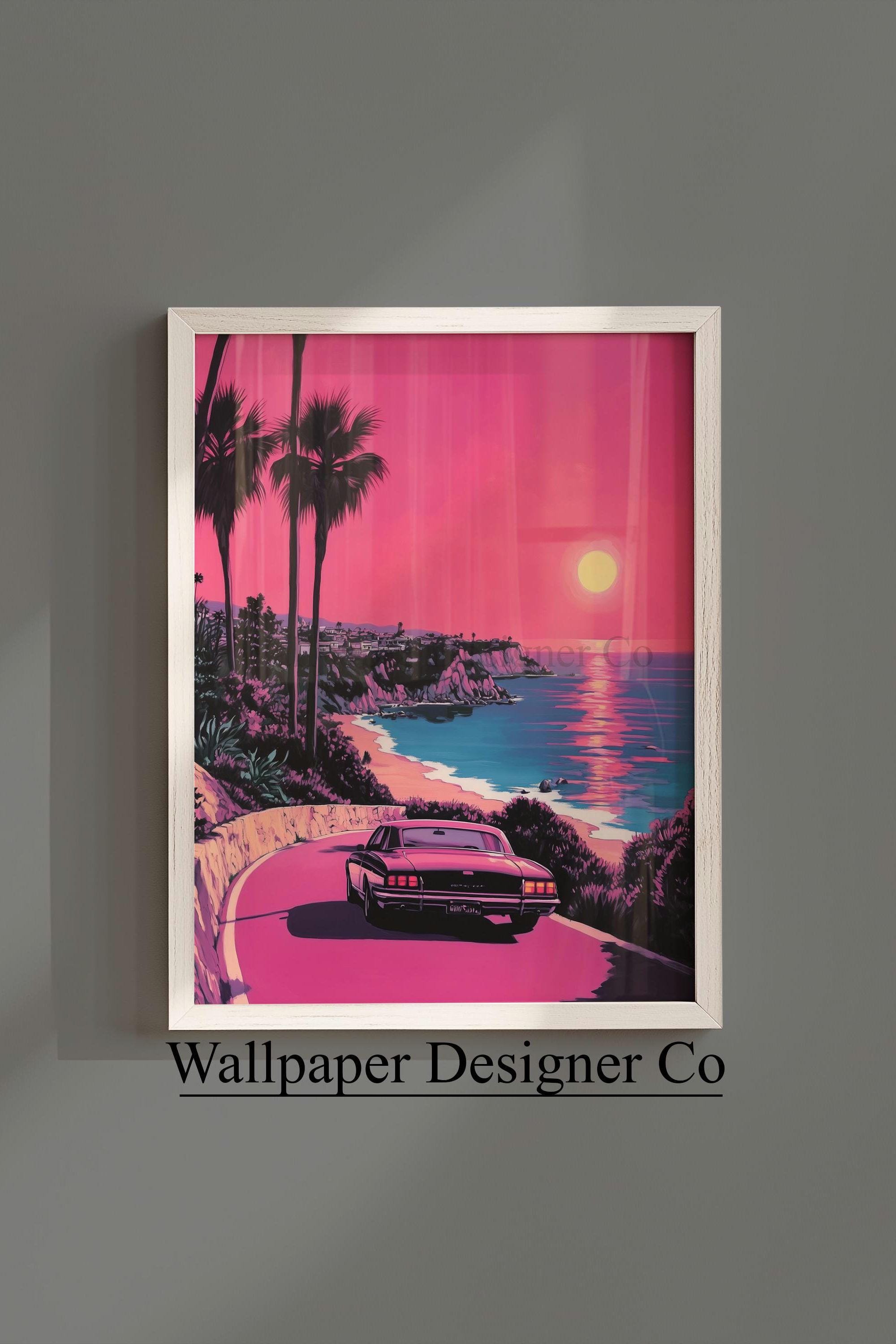 Coucher de soleil encadré des années 1980 - France