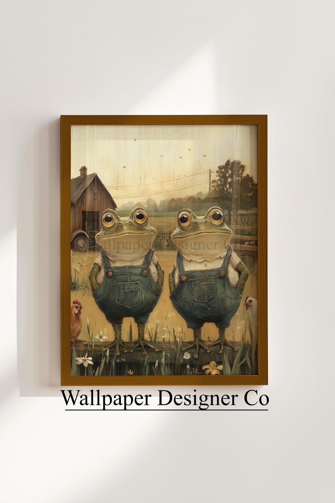 Rustic Frog Printable Frogs in Overalls Art - Rustic Cottagecore Decor, Vintage ...