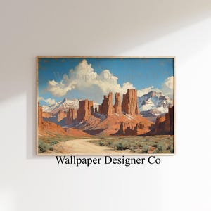 Printable Desert Landscape Painting - Dramatic Southwest Art, Earthy Mountain Scene, Vintage Canyon Decor, Rustic Wall Art Digital Print 4