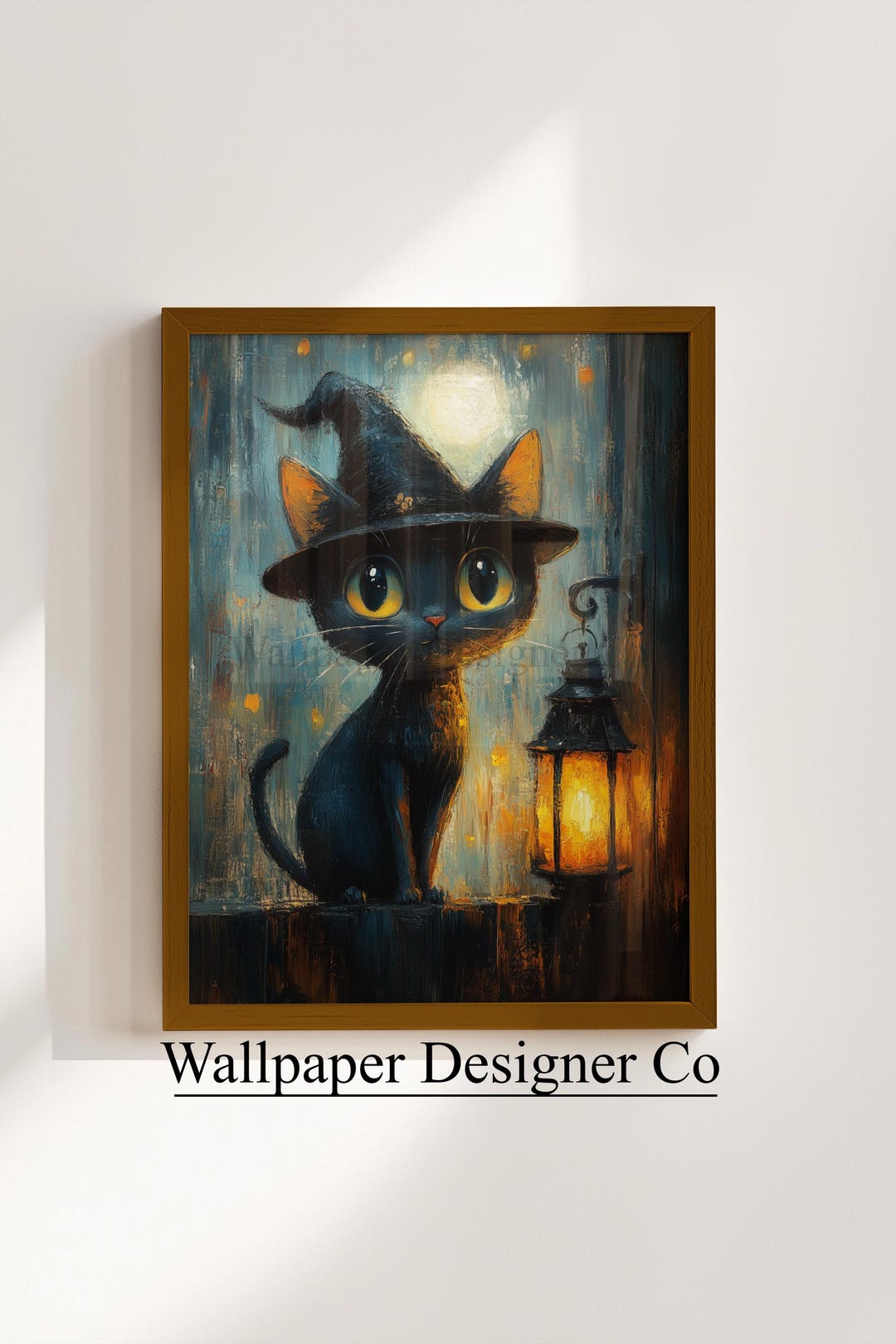 Printable Black Cat With Wizard Hat - Enchanting Halloween Wall Art ...
