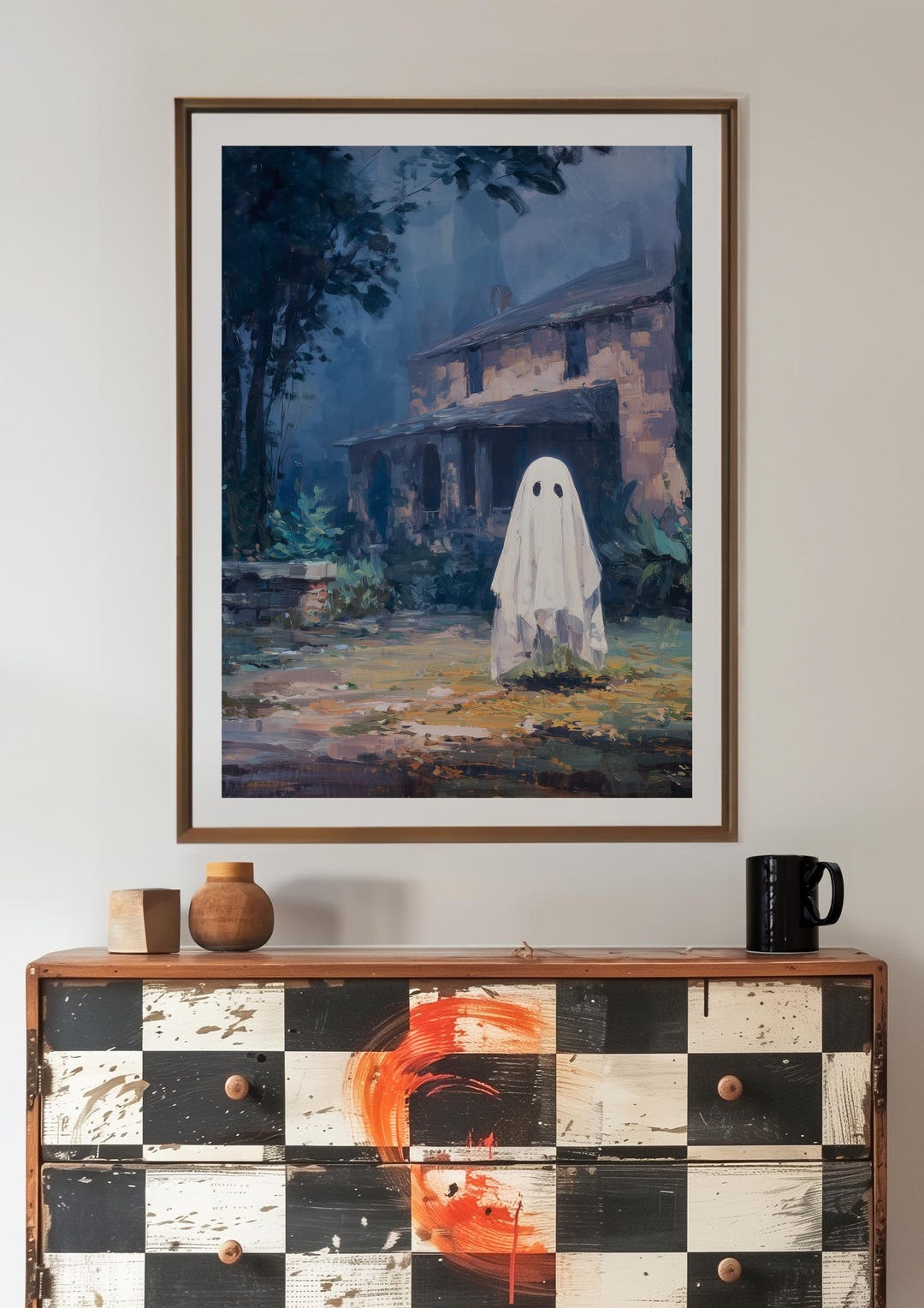 Vintage Halloween Ghost Print: Moody Farmhouse Wall Art (digital ...