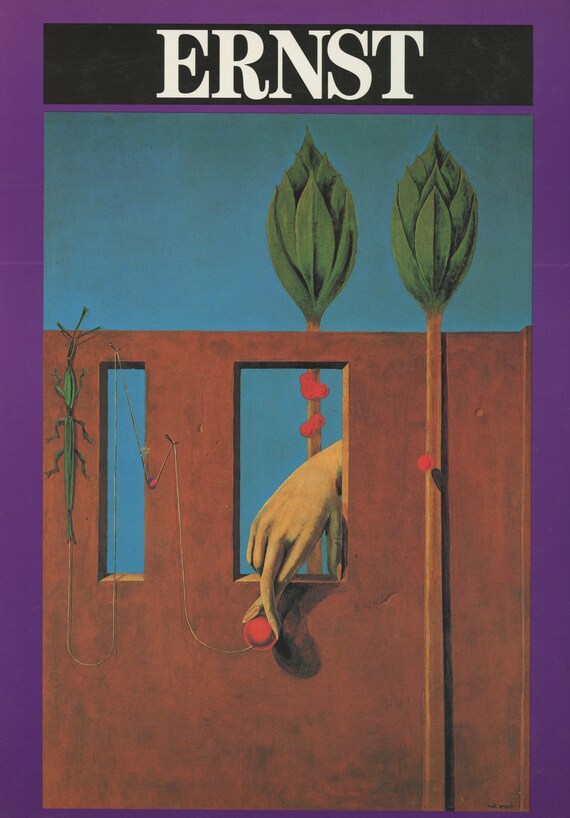 Black MAX ERNST Fleurs De Neige 35.5/" x 27.5/" Poster 1995 Surrealism Multicolor