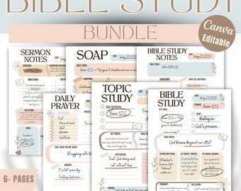Digital Bible Study Journal Light Blue – Editable Canva Templates and GoodNotes PDF | SOAP, Prayer, Chapter Notes & Word Study