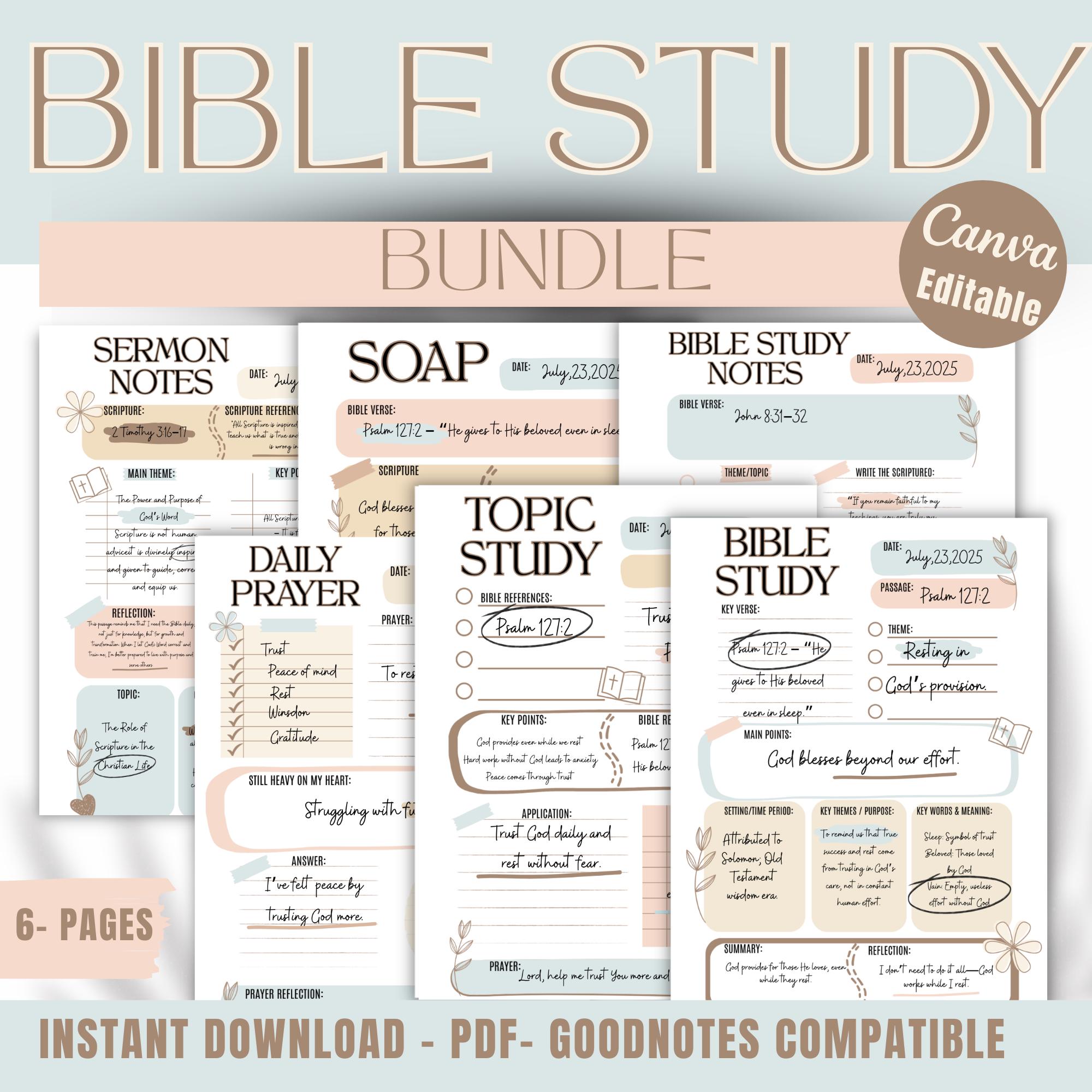 Digital Bible Study Journal Light Blue – Editable Canva Templates and ...