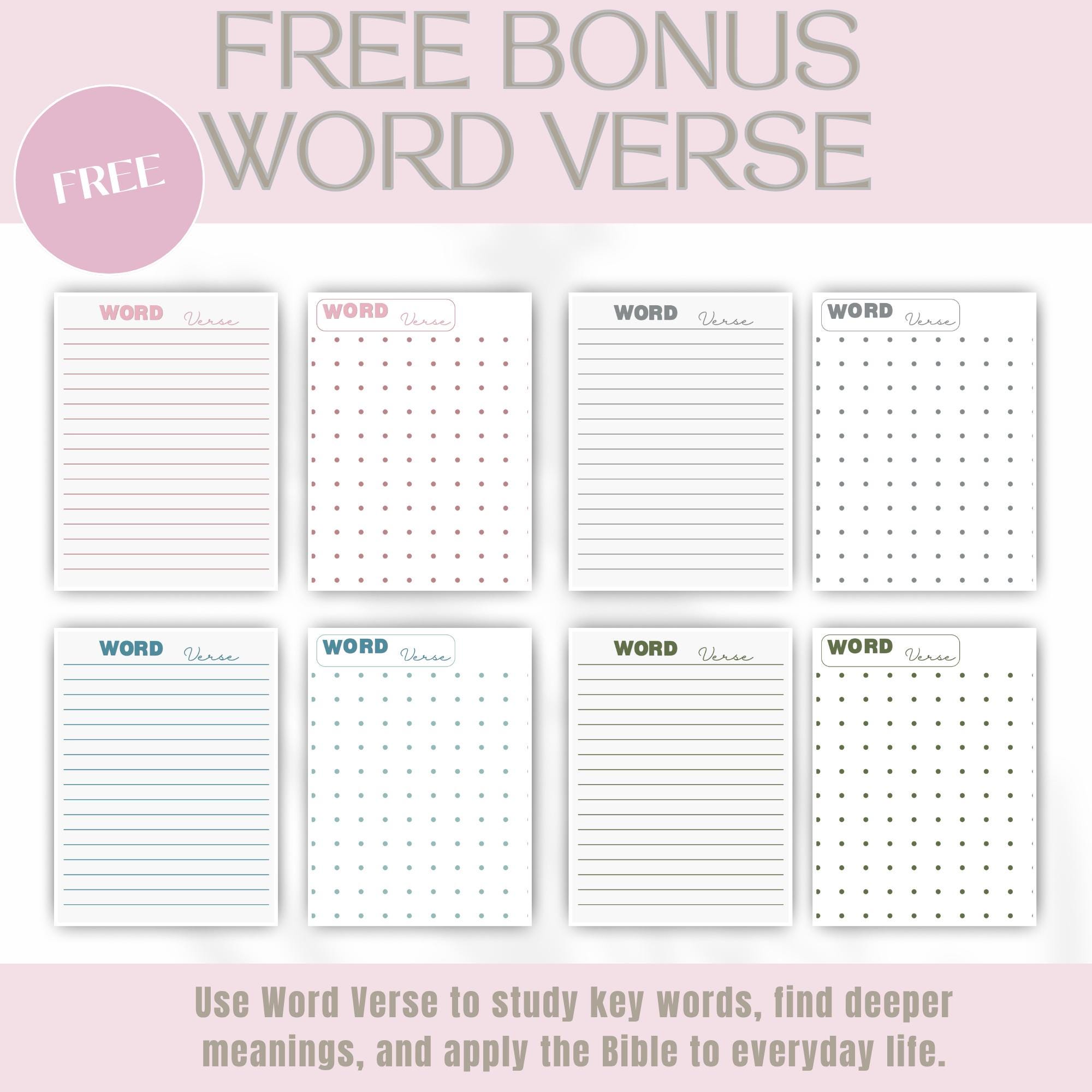 VERSE MAPPING Bible Study Template Editable in Canva, 4 Color Options ...