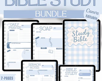 Bible Study Templates PDF, Editable Journal in Canva, Perfect for GoodNotes, SOAP Method, Chapter Summaries, Printable Digital Bundle
