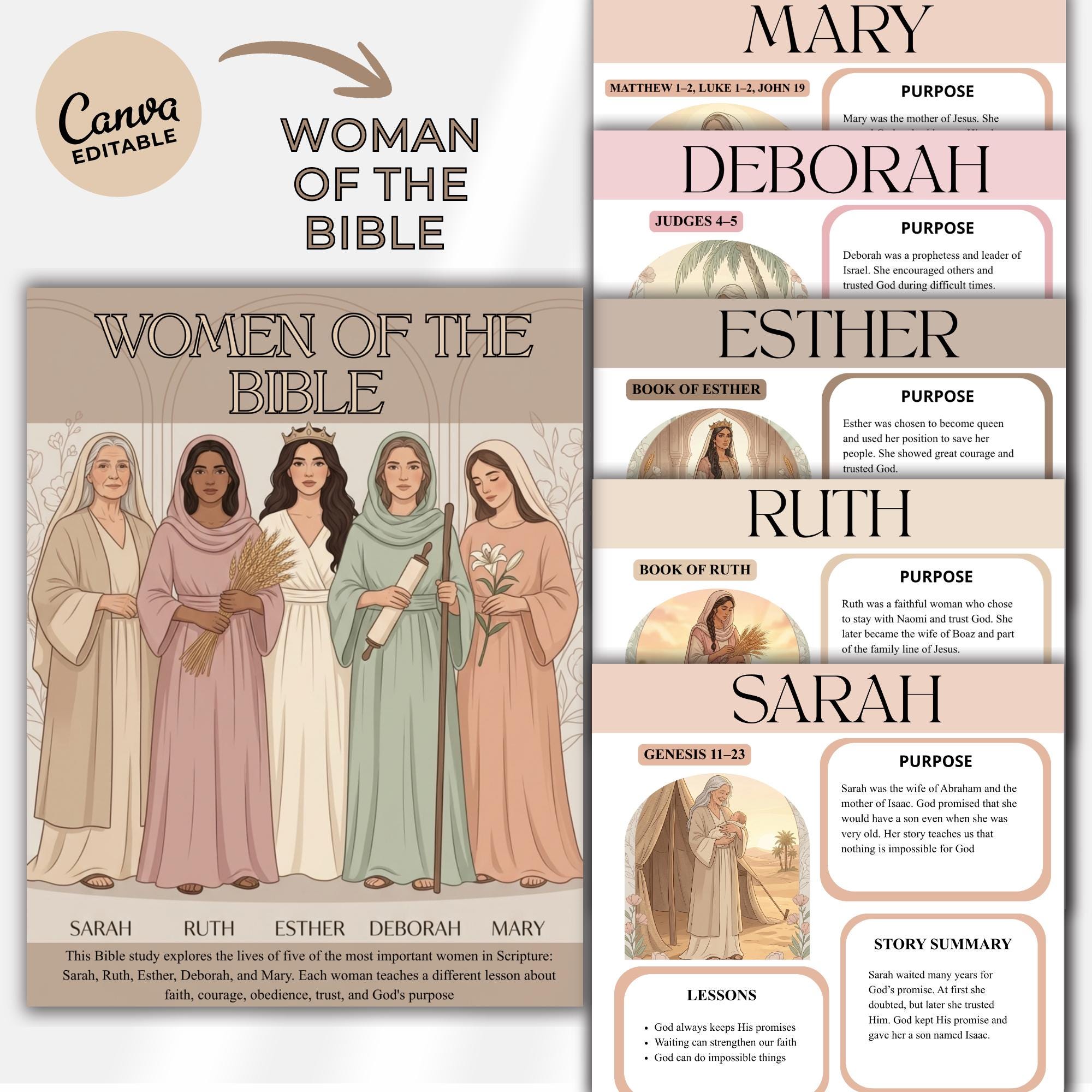 Women of the Bible Study Canva Editable | Bible Women Study Guide ...