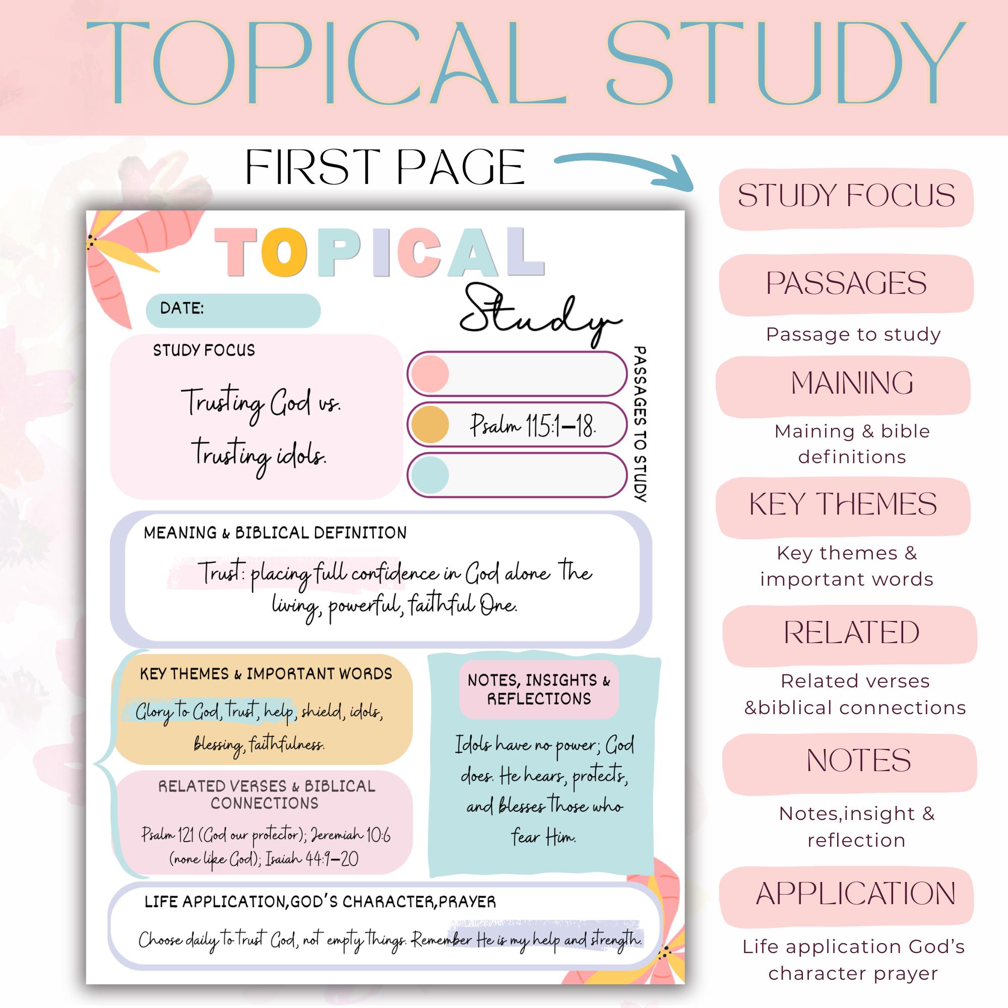 Topical Study Bible Printable & Digital ,editable Canva Template ...