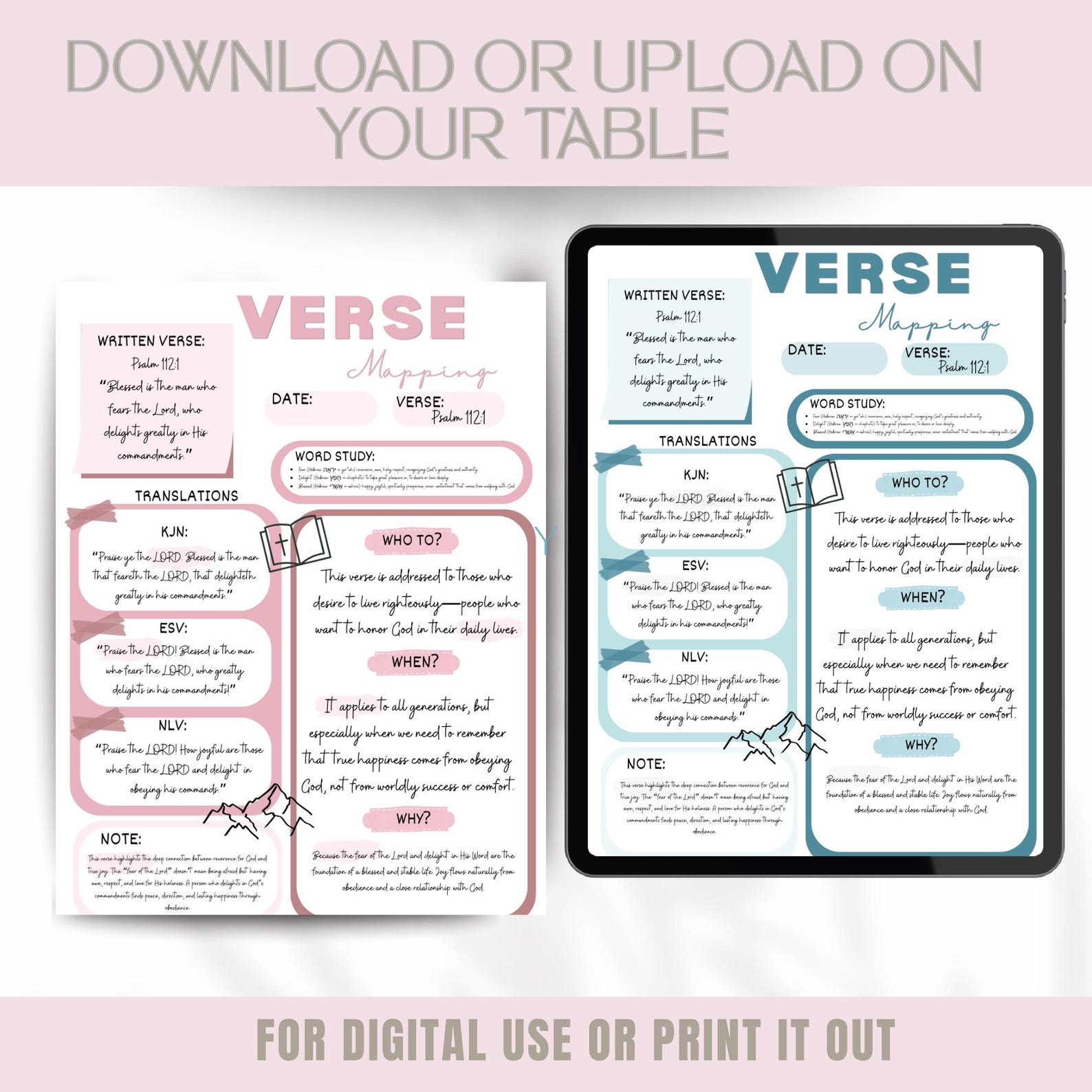VERSE MAPPING Bible Study Template Editable in Canva, 4 Color Options ...