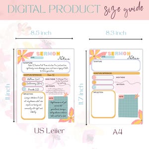 Printable Sermon Notes Template, Christian Bible Study (canva Editable ...
