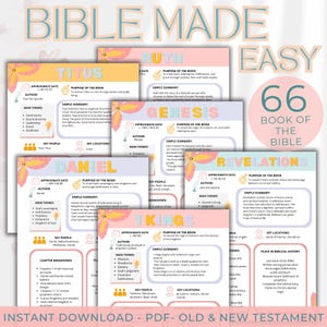 Complete Bible Summary Guide - 66 Books Overview (Printable PDF + Canva Bonus)