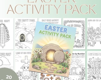 Christian Easter Activity Pack for Kids Printable PDF 20 Holy Week Worksheet, Resurrection Sunday Coloring Pages, Bible Games, Sunday School
