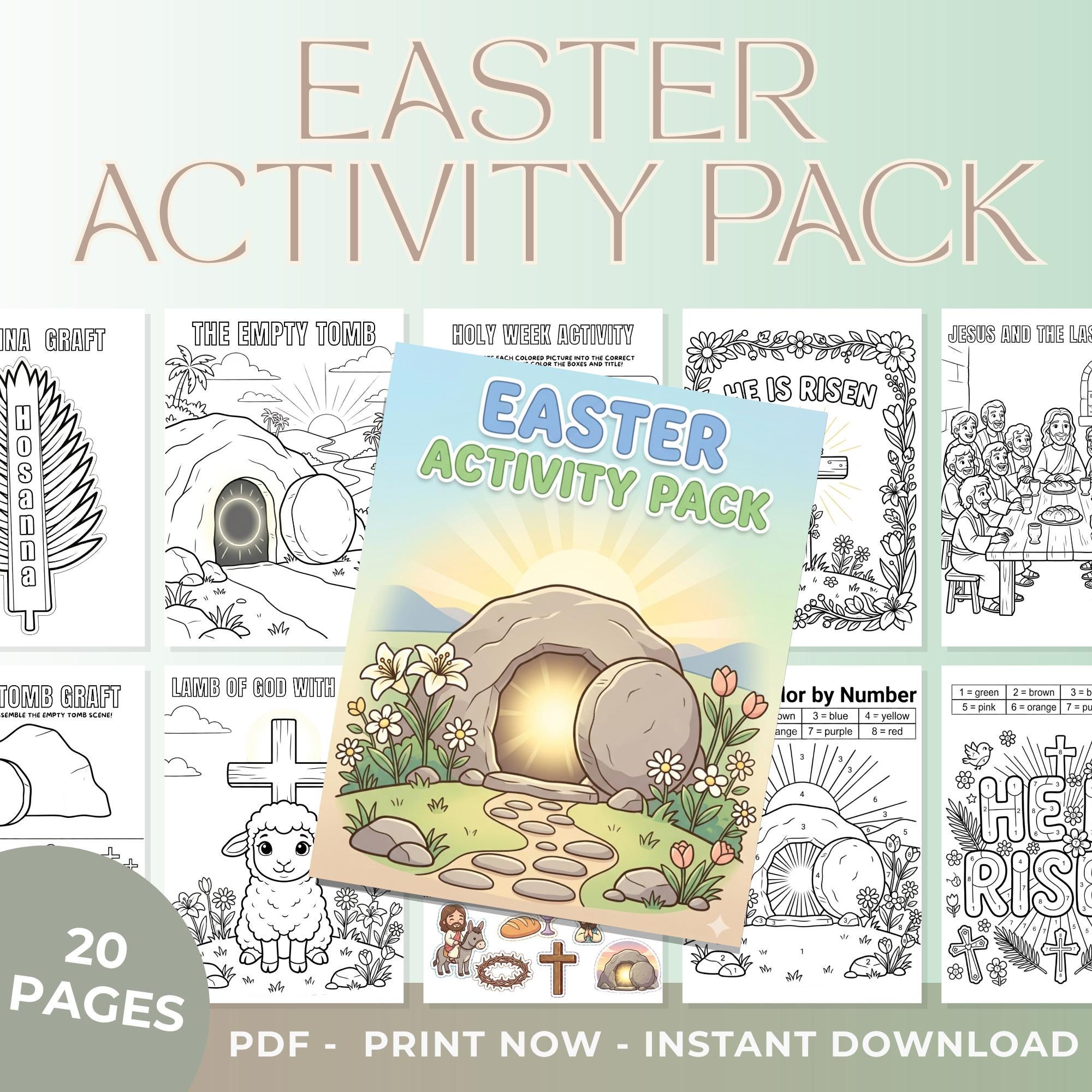 Christian Easter Activity Pack for Kids Printable PDF 20 Holy Week ...