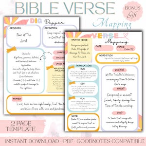 Bible Verse Mapping Printable,Scripture Study Journal Template, Daily Verse Mapping Guide, Spiritual Bible Study PDF. Verse mapping template