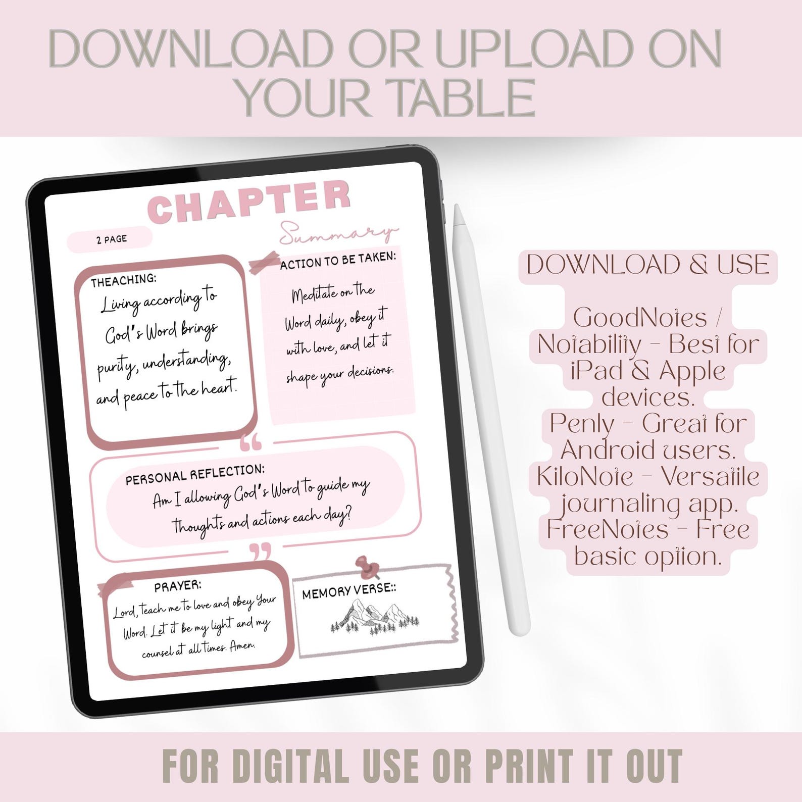Bible Study Chapter Summary Template,printable Guided Study Worksheet ...