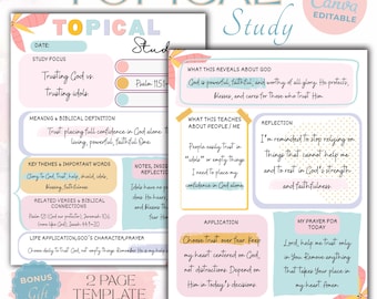 Topical Study Bible Printable & Digital ,Editable Canva Template ,GoodNotes PDF | Bible Study Topics, Notes and Scripture Study Pages