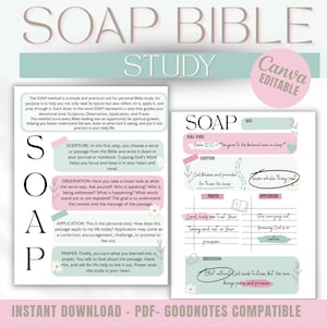 SOAP Bible Study Template Printable, Verse Mapping Journal Guide, Editable Canva Bible Study Worksheet, Instant PDF Digital Download