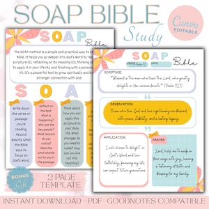 SOAP Bibelstudienvorlage, druckbare Verszuordnung, Canva bearbeitbar (PDF)
