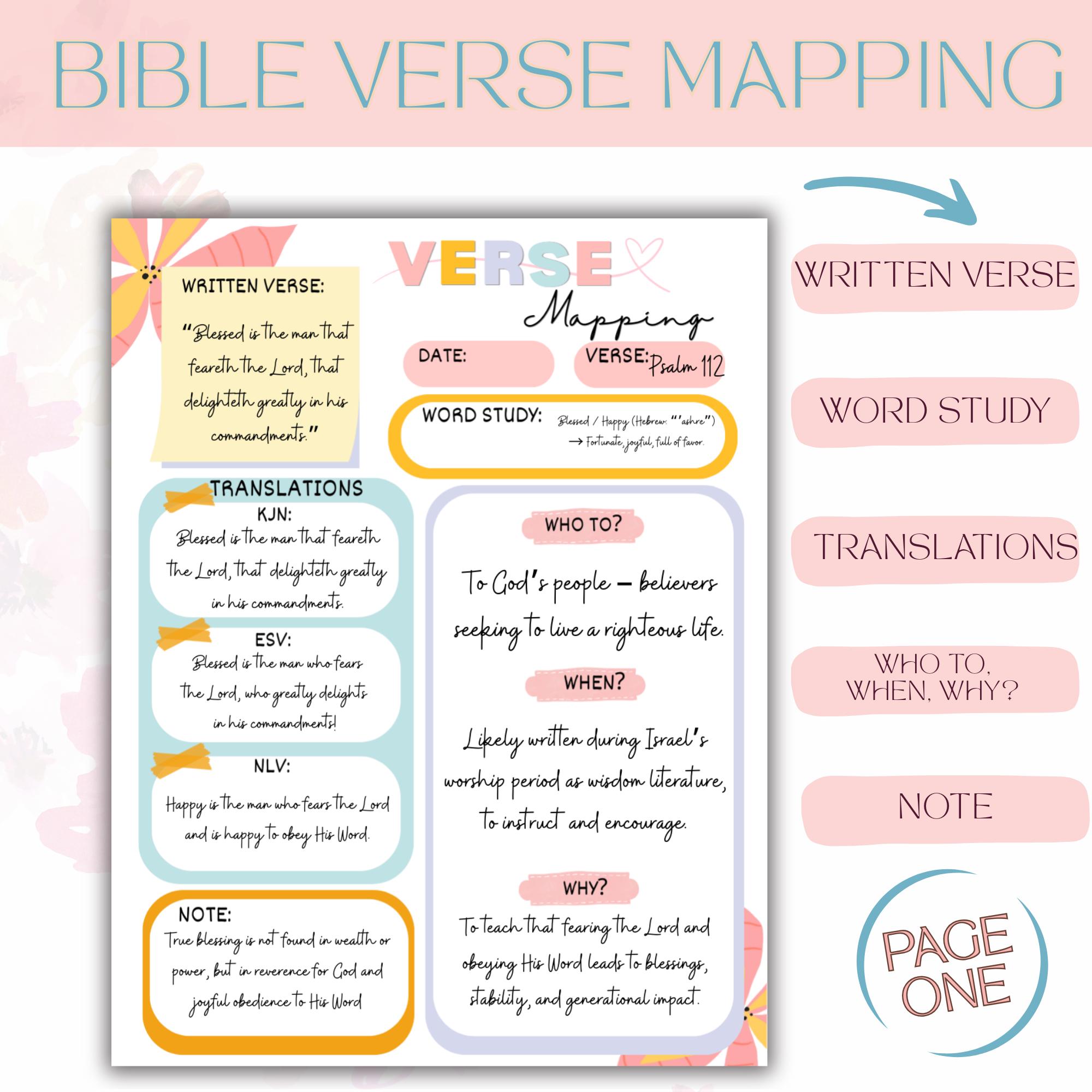 Printable Bible Verse Mapping Template Canva Editable, Bible Verse ...
