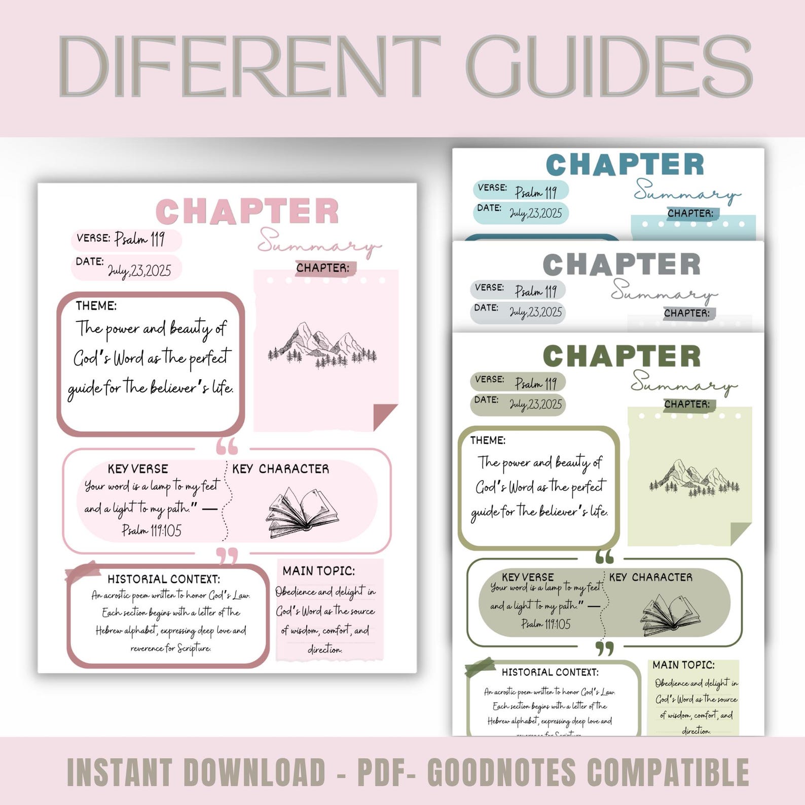Bible Study Chapter Summary Template,printable Guided Study Worksheet ...